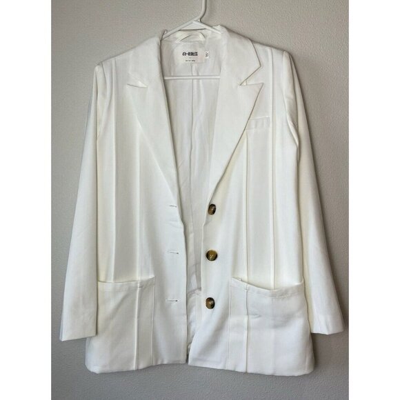 4th Reckless Tailored Oversized Blazer Jacket Off White Size Small - Picture 2 of 6
